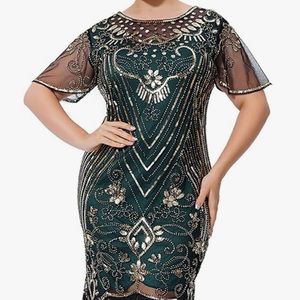 1920s Flapper Dress Art Deco FringedSequin